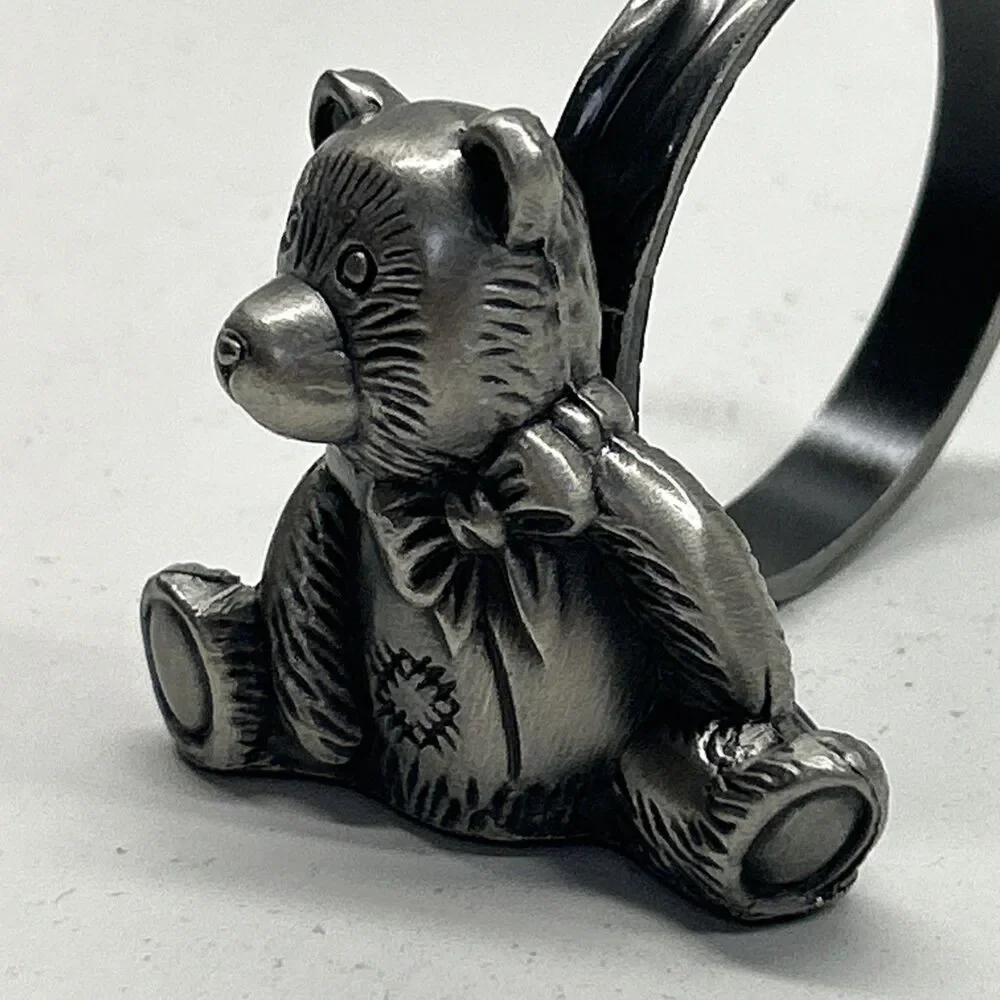 Set Of‎ 4 Metal Bear Napkin Rings/holders